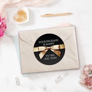 Gold Happy to See You 2" Stickers (48ct) Must Bundle